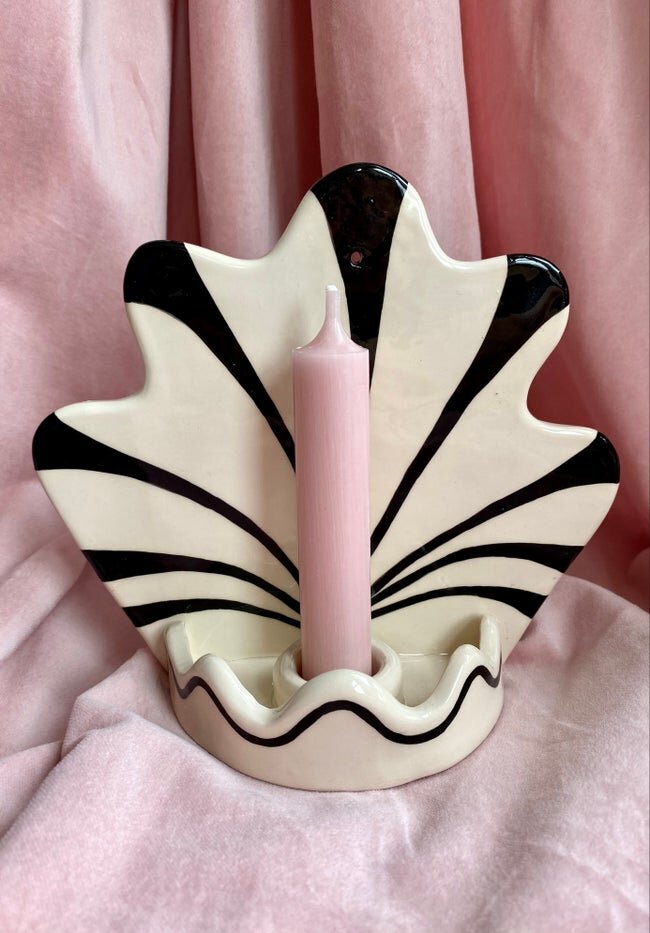Black and White stripe candleholder