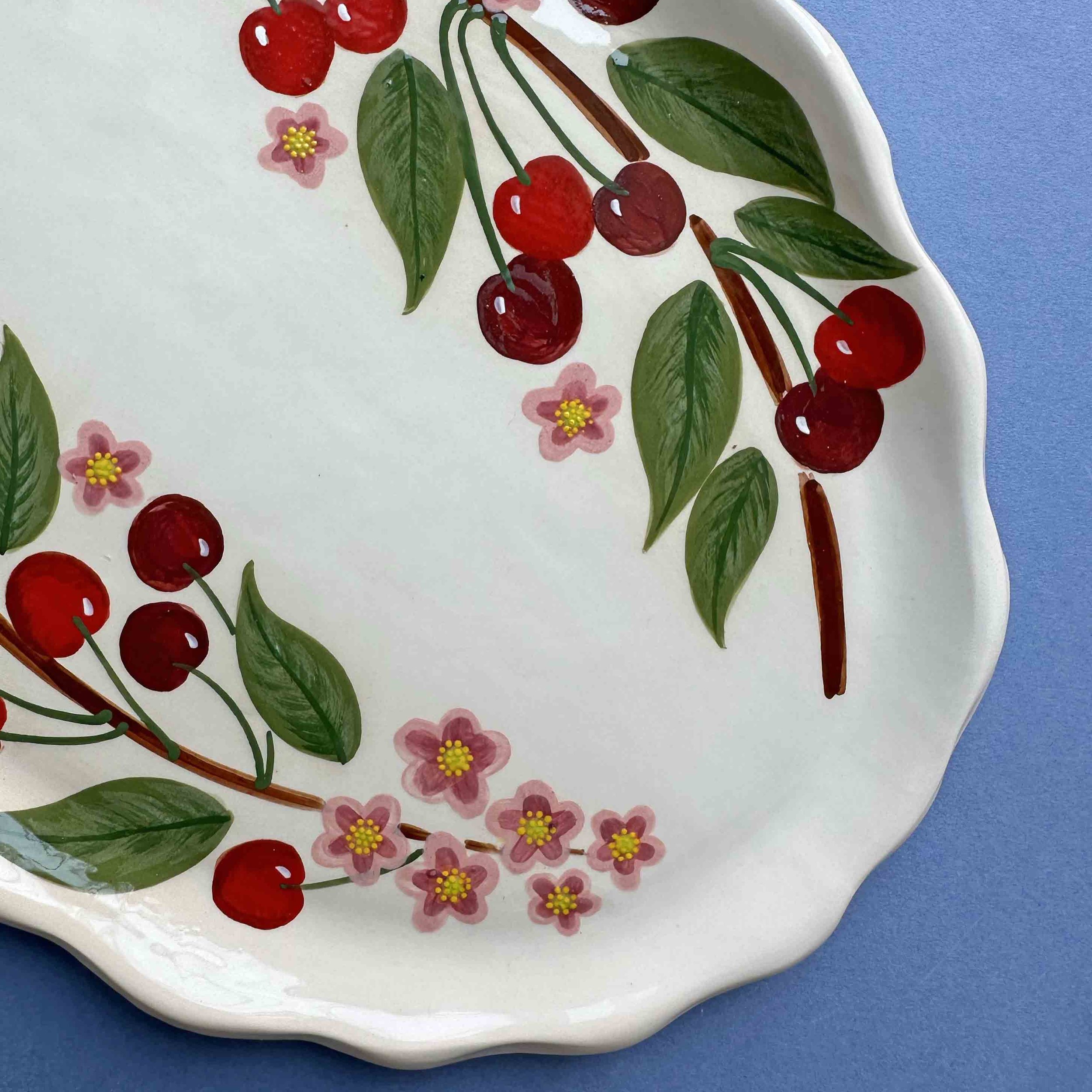 cherry blossom hand-painted platter tableware