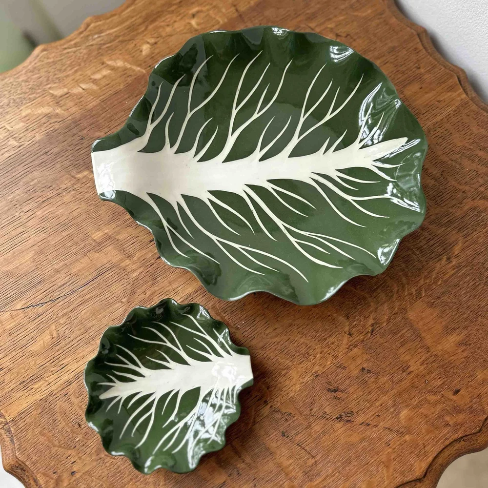 English Garden Green Cabbage leaf dish — Minnie-Mae Studio