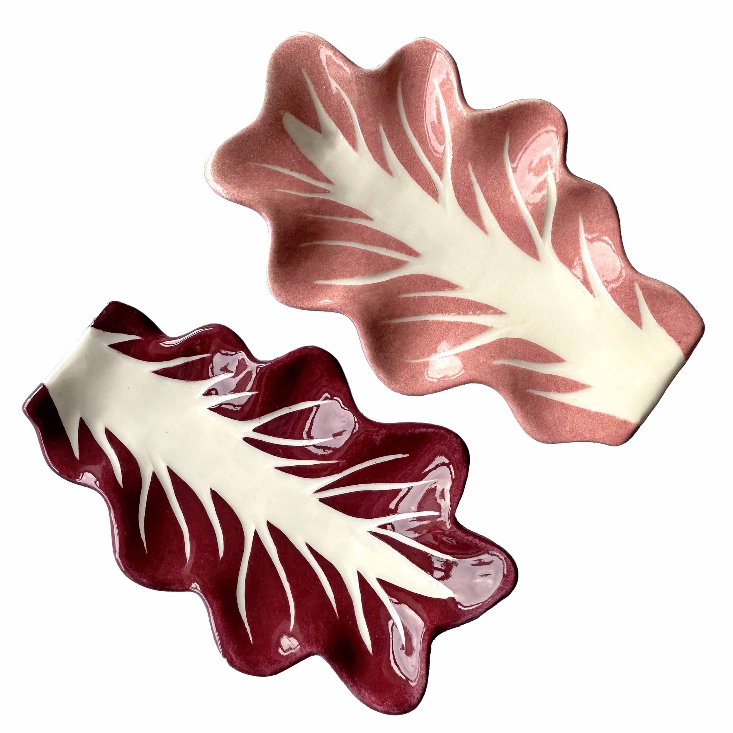 Radicchio leaf trinket dish pair.jpg