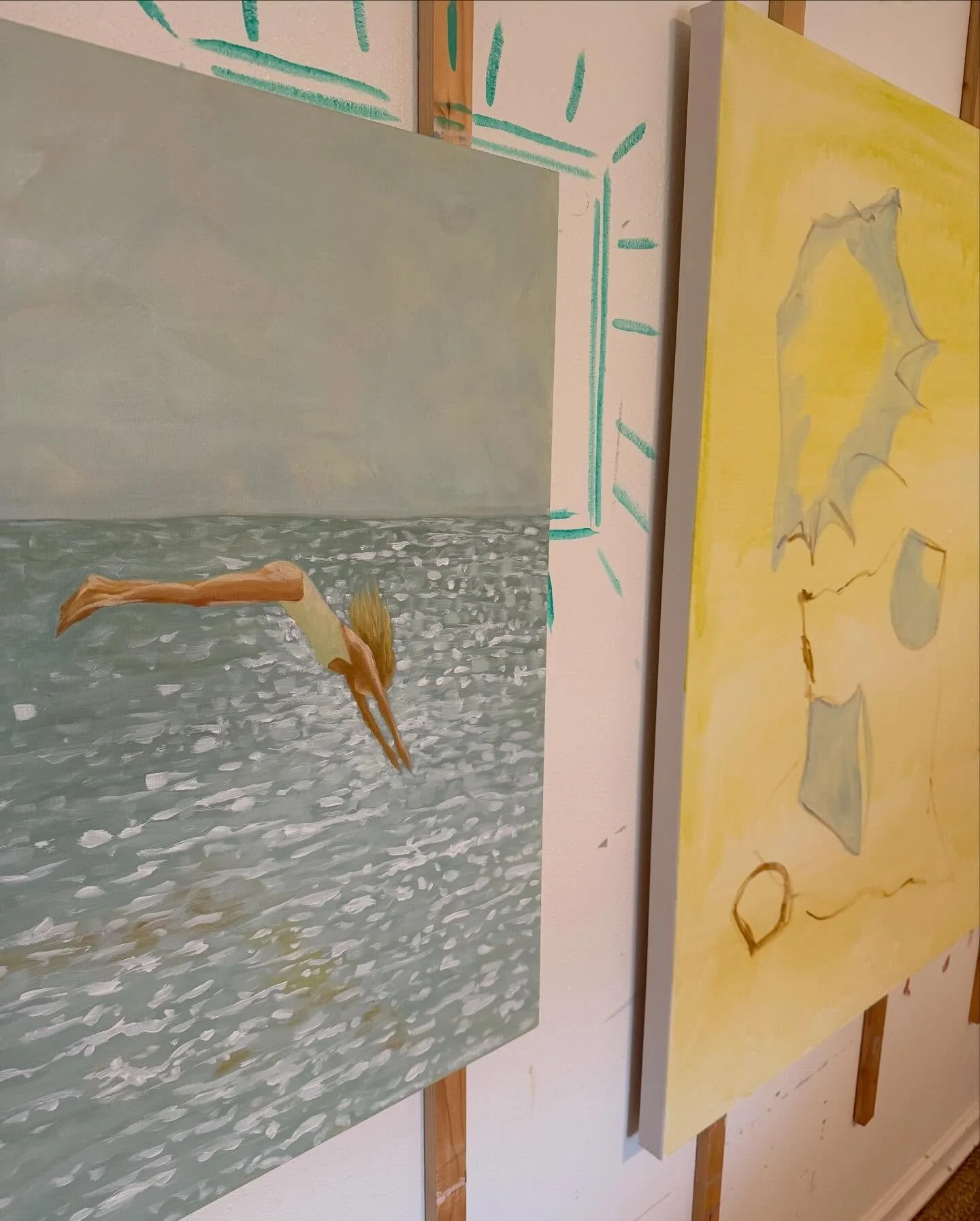 This WIP studio view making me want to let go and dive right into somewhere warm and tropical. 

#resortseason #seashells #coastalart #pensacolaart #tropicalcolors