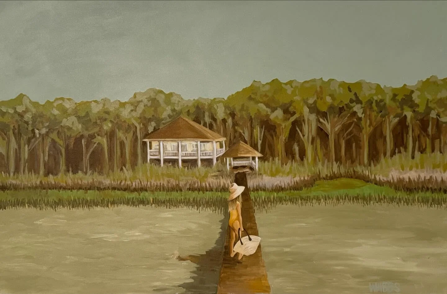 The weather has reverted back to FREEZING so here&rsquo;s a painting of a warmer day on an Old Florida dock. 

#oldflorida #saintsofoldflorida #capesanblas #pensacolaart #summerart