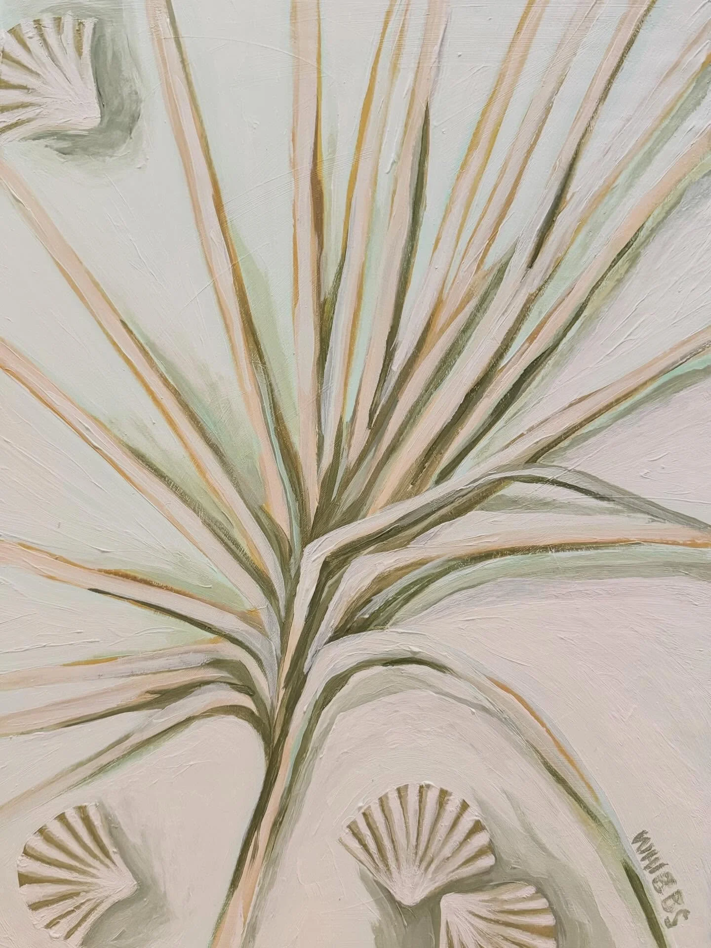 Back to the basics. 
Palm and Shell | 11x14 | acrylic on wood panel

#palmart #shellart #coastalimpressionism #scallopshells #pensacolaartist