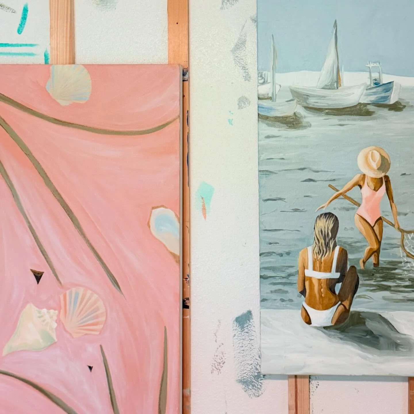 Tickled pink works in progress🌸 

#workinprogress #pensacolaartist #shellart #palmart #beachgirls