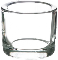 Empty clear glass cup on a white background