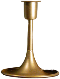 A gold-colored candle holder