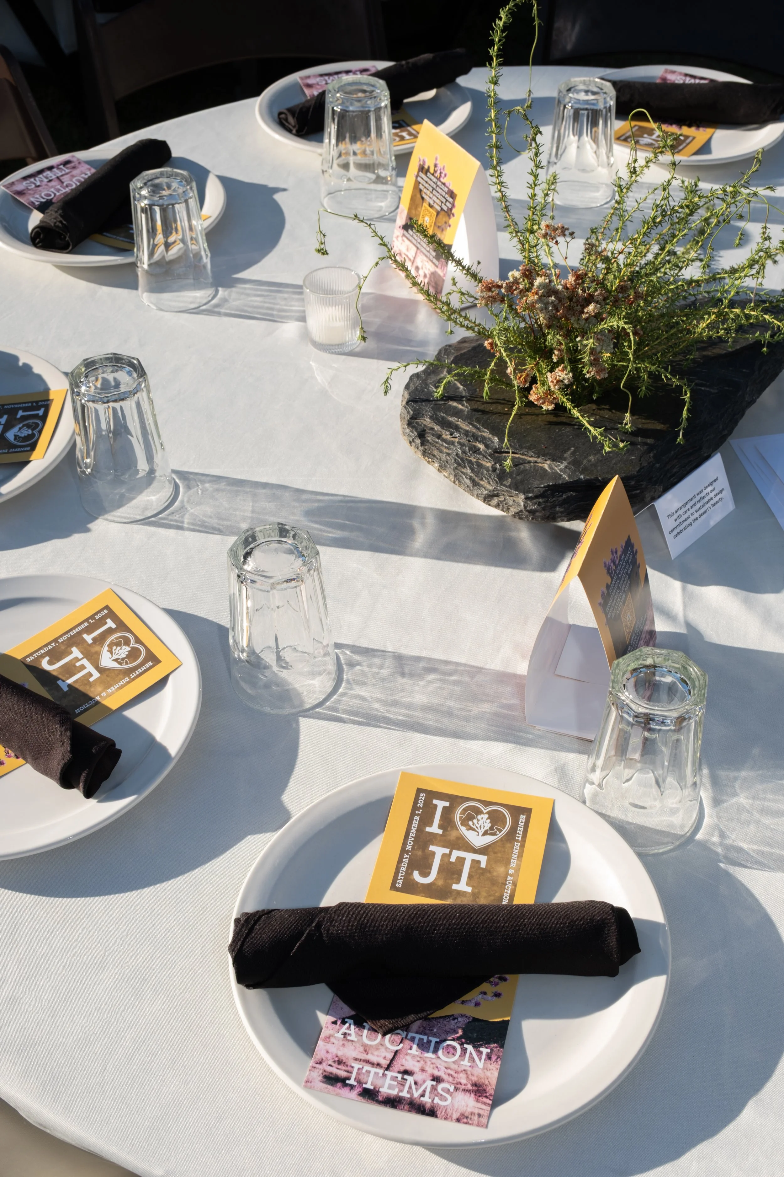 all desert native plant table centerpieces for Joshua Tree National Park Association's annual “I Heart JT” Benefit Dinner and Auction. photo: JTNPA/Paul Martinez