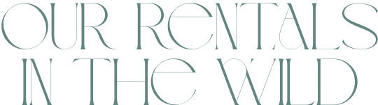 Text reading 'Our rentals in the wild' in a stylized, elegant font.