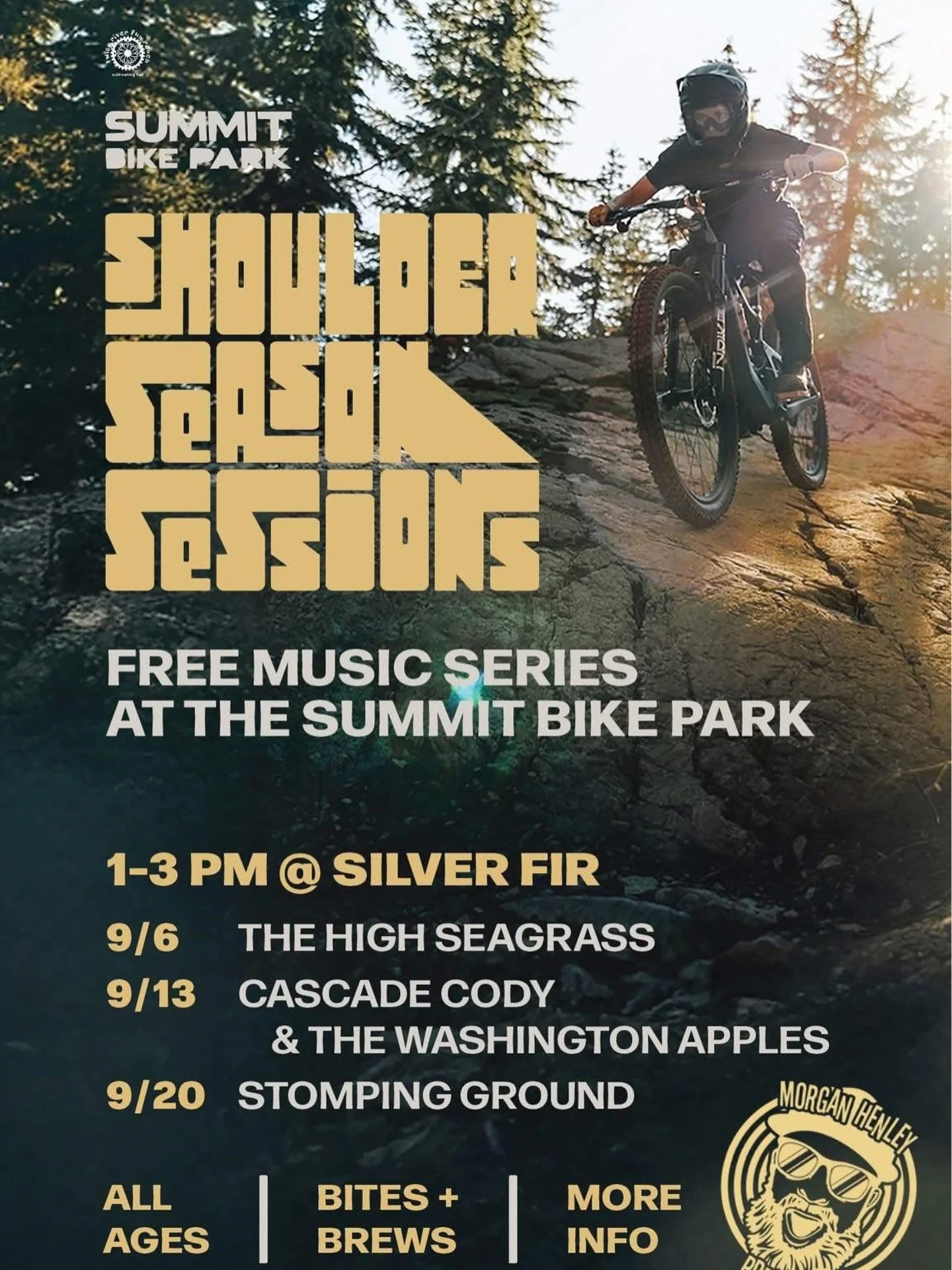 Saturday! We will be up on @summitatsnoqualmie jamming at Silver Fir Lodge and the Summit Bike Park from 1-3pm. Free! Food trucks, mountain biking and live music! Come out! @morganhenleypresents @lj_ringstad @_theo_n._ @thestevendouglas