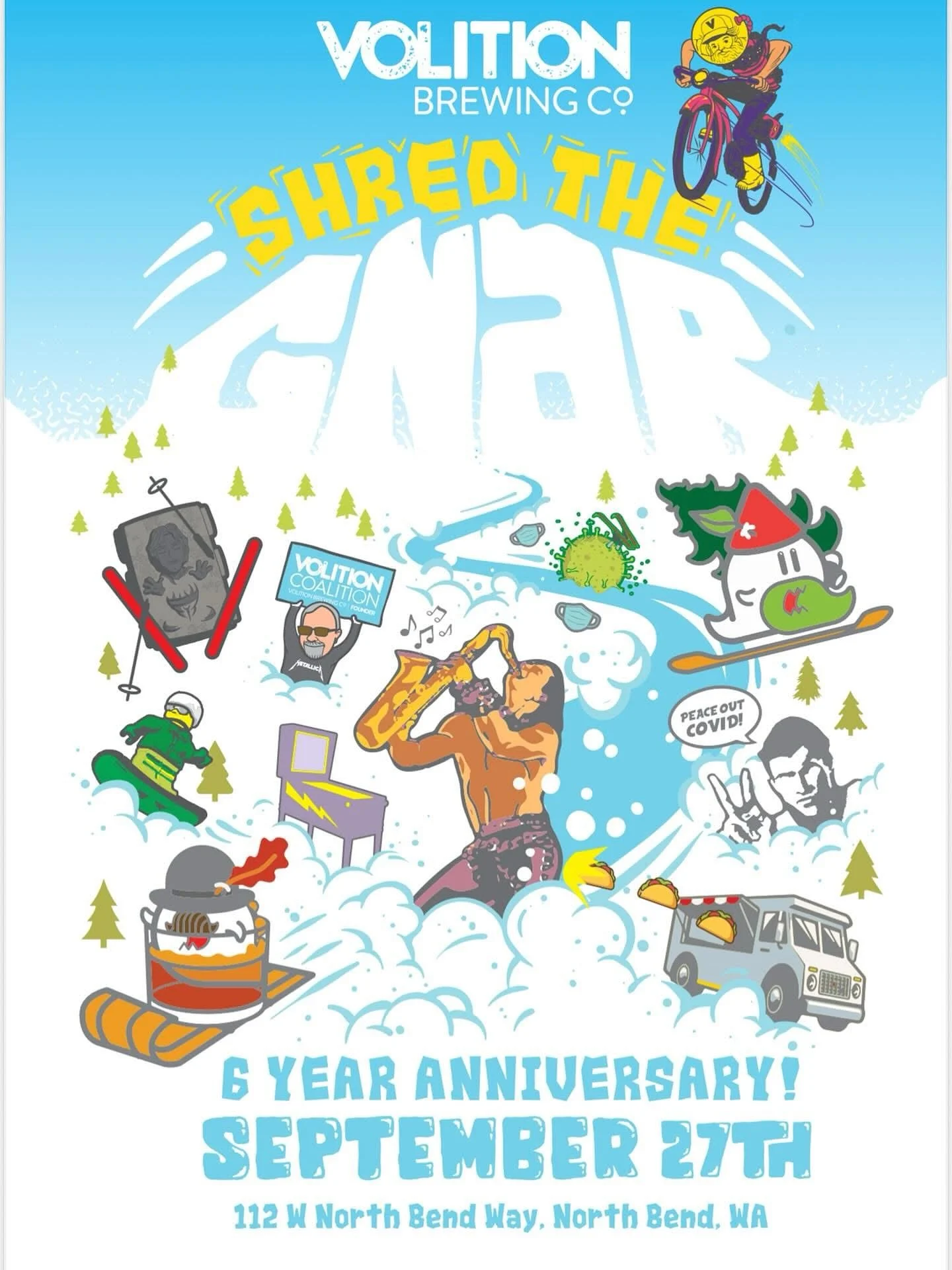 Saturday! We are headed to North Bend to celebrate @volitionbrewing and their 6 year anniversary! They have been voted best brewery for multiple years now and we are stoked to be apart of the celebration. There will be prizes and an 80&rsquo;s ski at