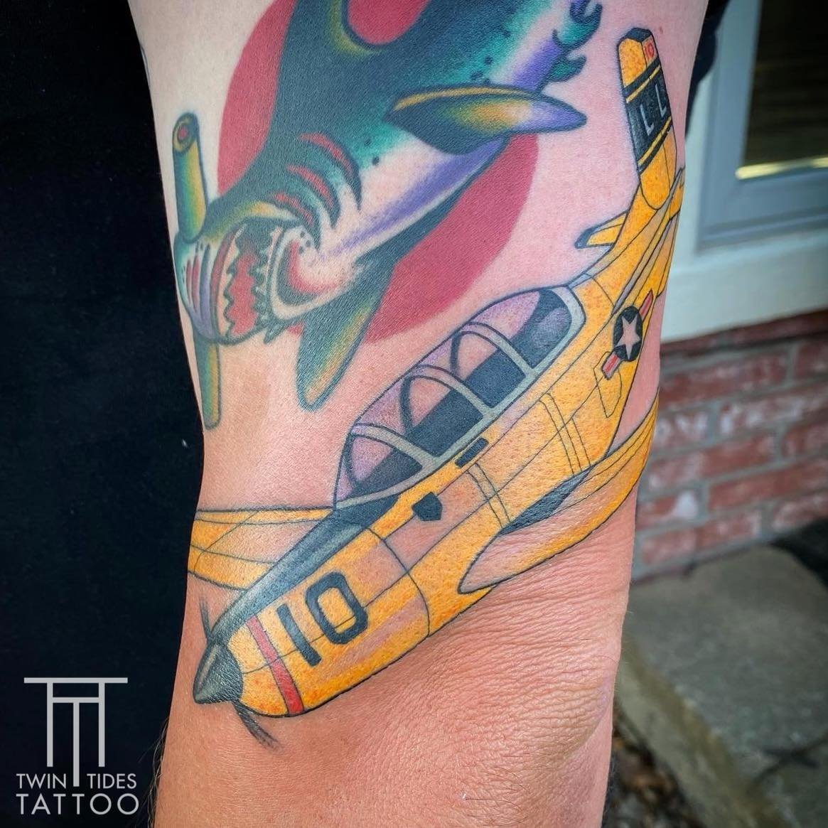 Commercial Airline Jet Colored Photo-realism Tattoo By T Sawyer - Iron Palm  Tattoos & Body Piercing