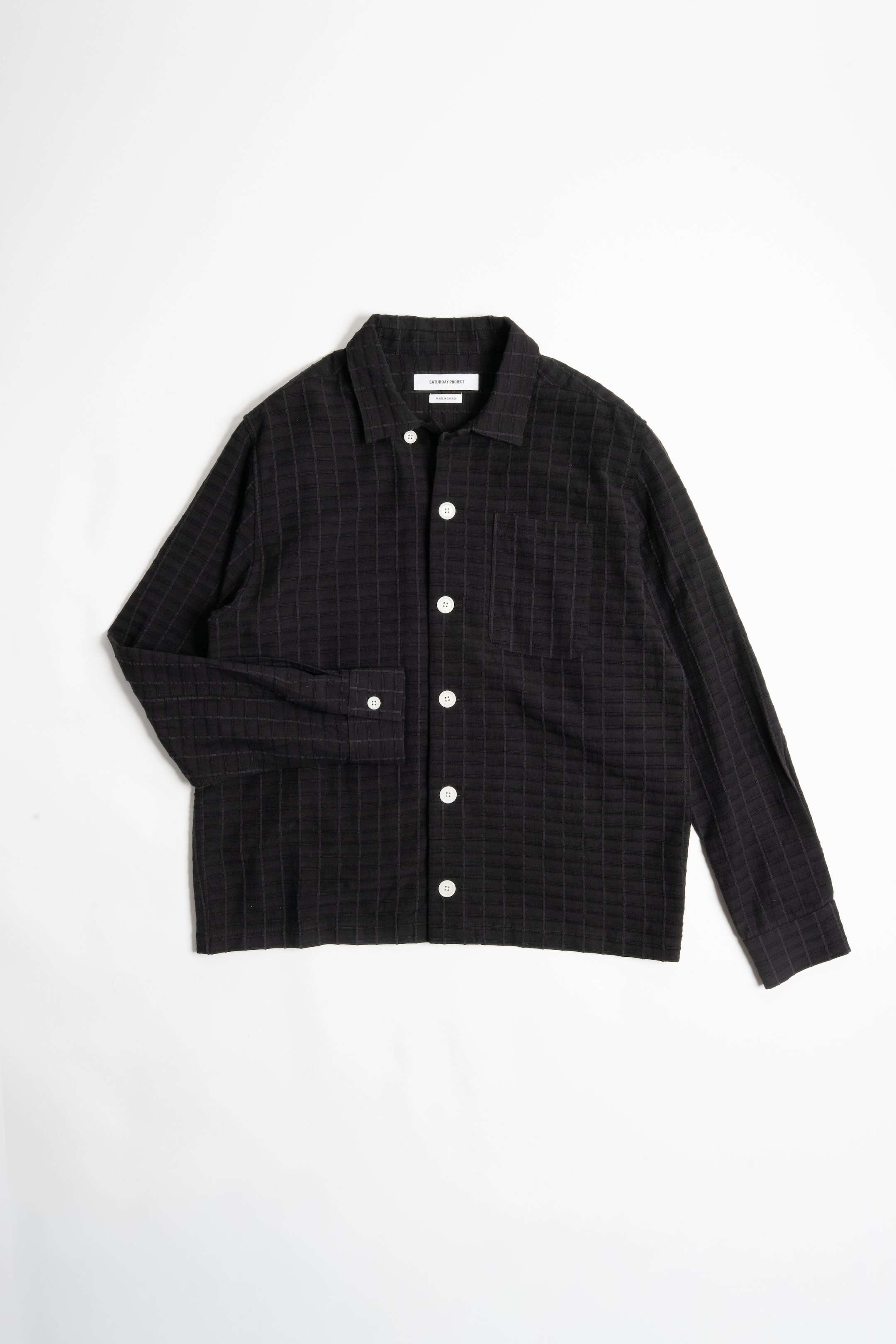JACQUARD OVERSHIRT - BLACK WINDOWPANE