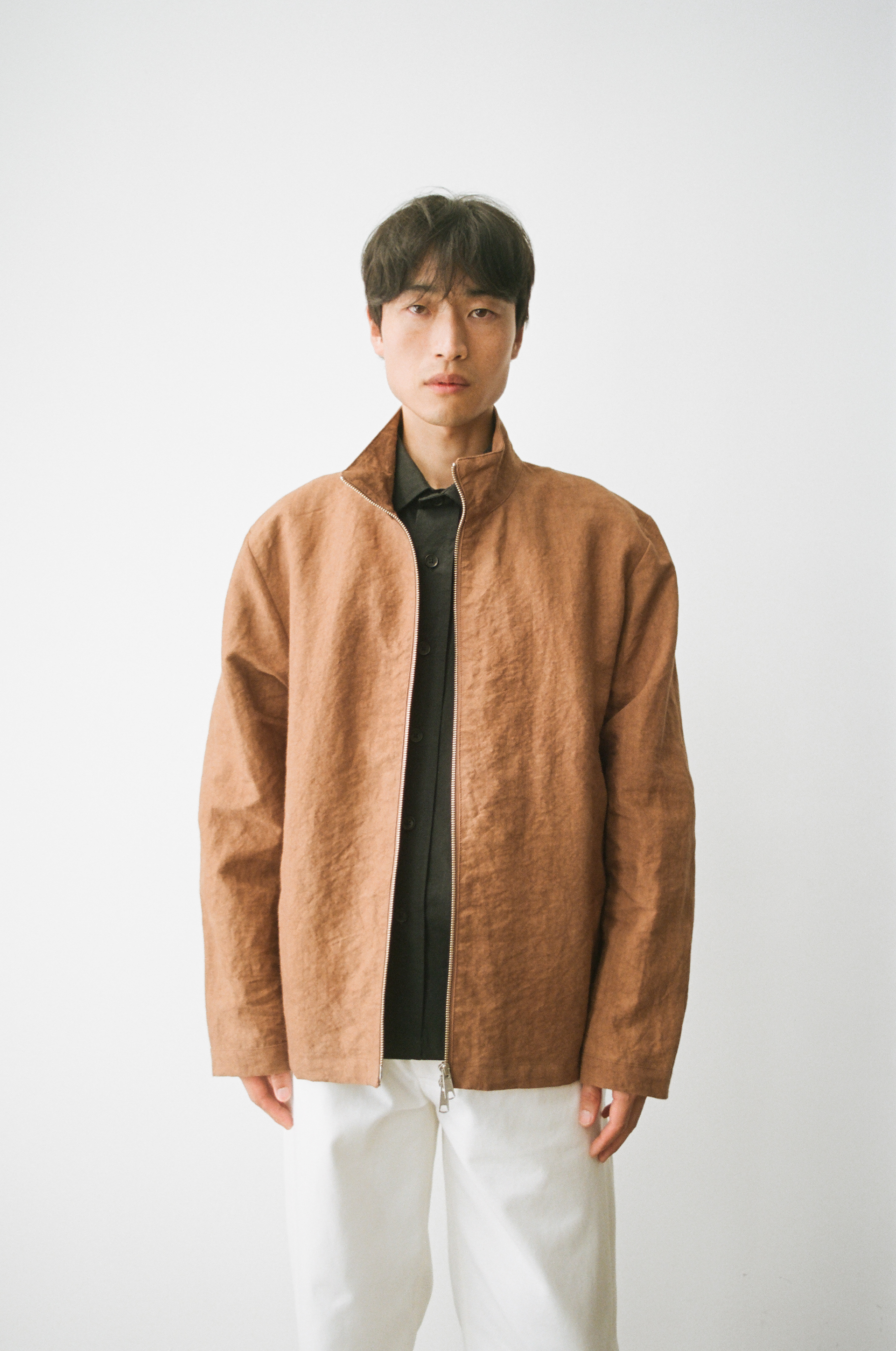 STAND COLLAR JACKET _ PERSIMMON