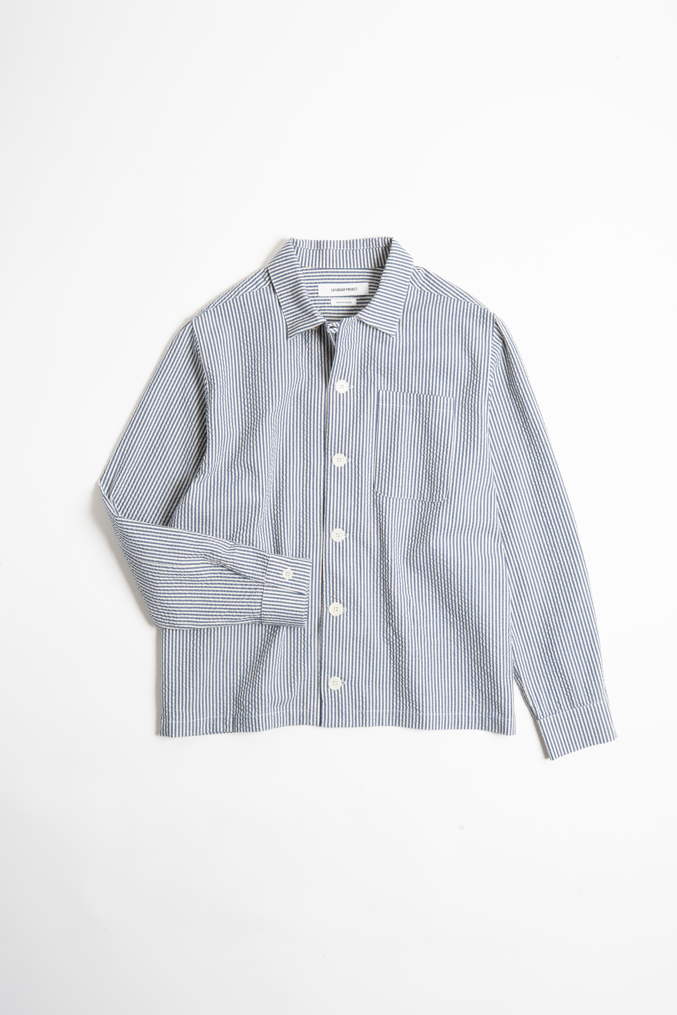 SEERSUCKER OVERSHIRT - BLUE STRIPE