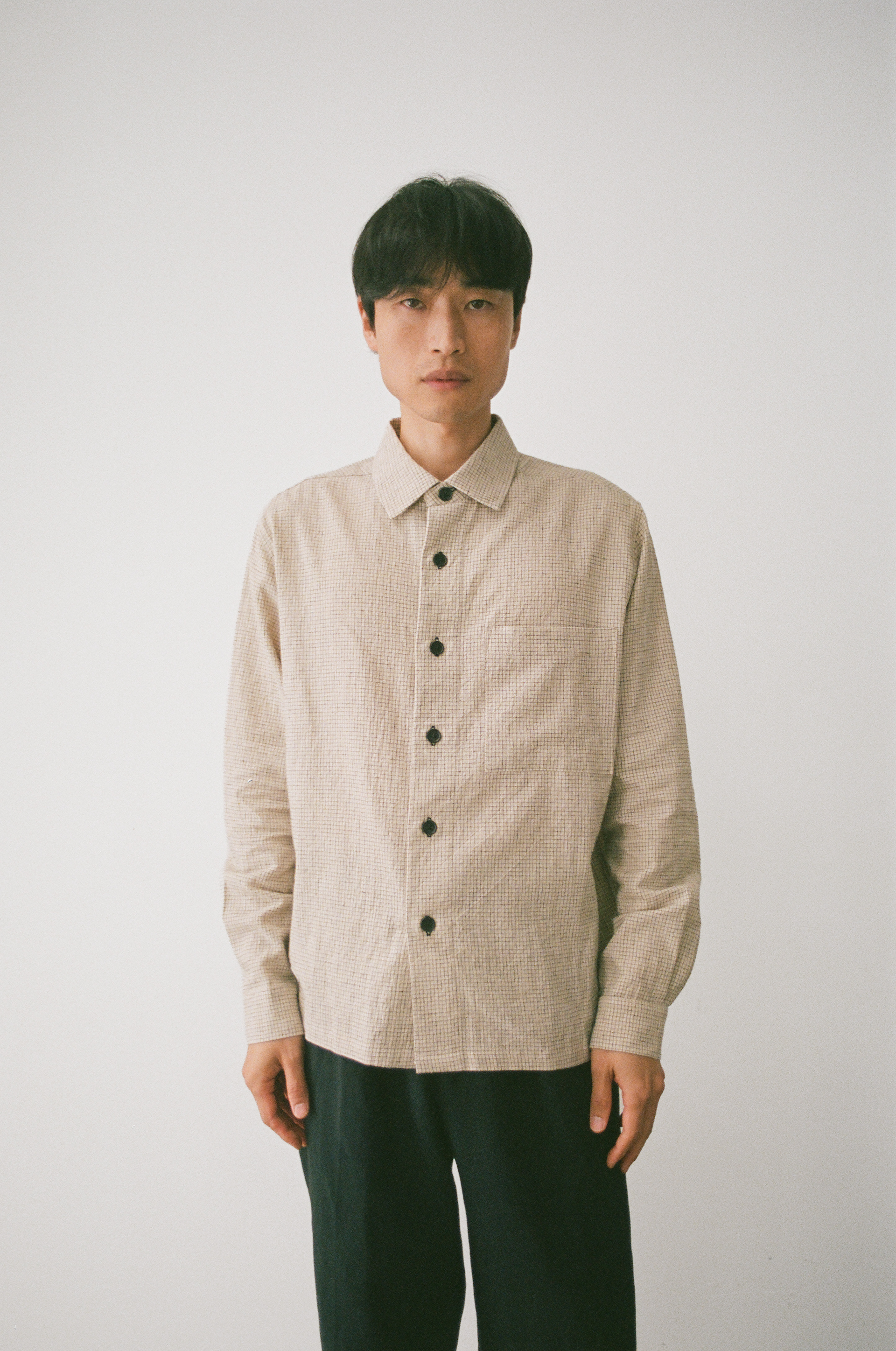 CAFÉ SHIRT _ NATURAL PIN CHECK
