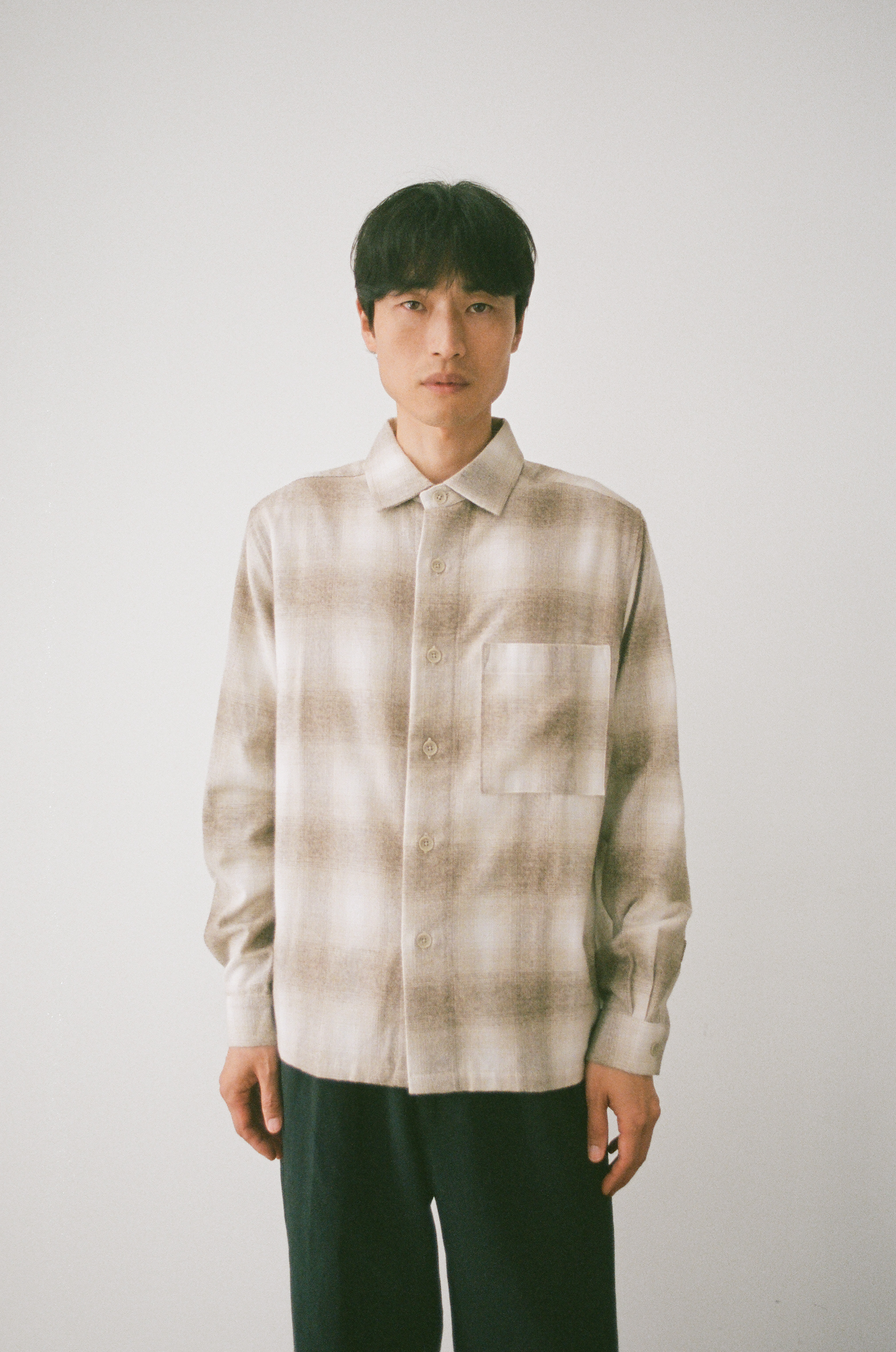 CAFÉ SHIRT _ NATURAL MELANGE CHECK