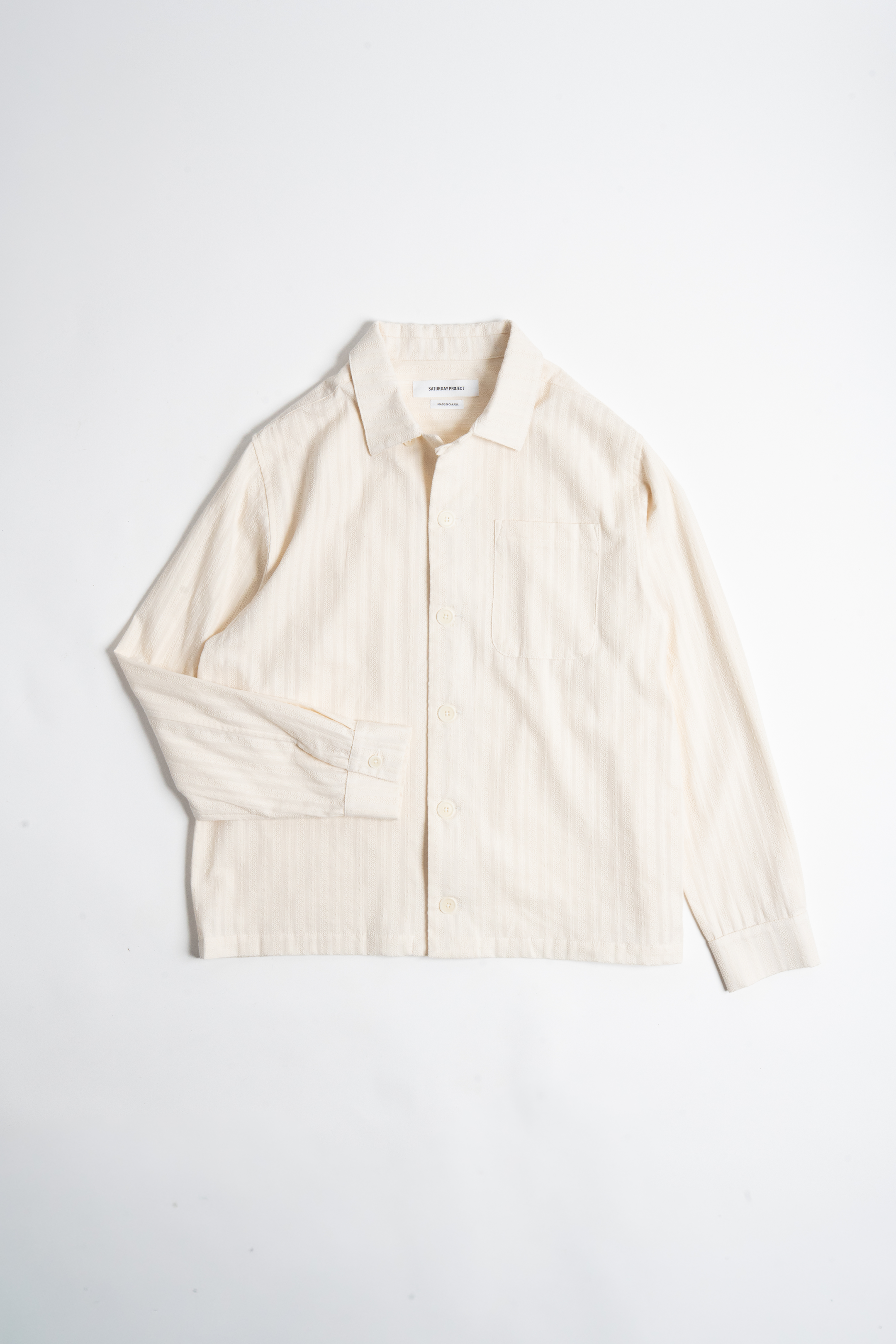 JACQUARD OVERSHIRT - ECRU STRIPE