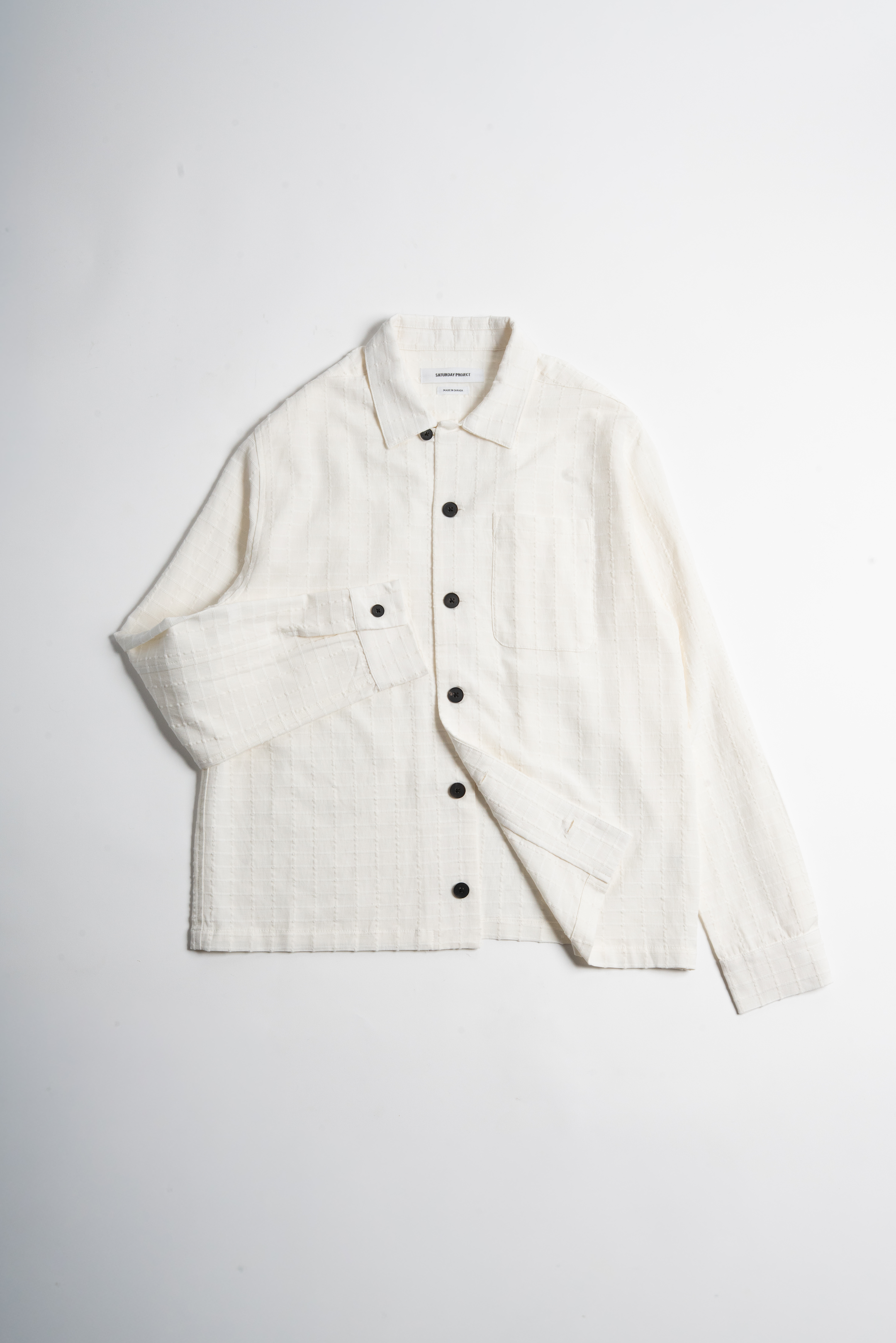 JACQUARD OVERSHIRT - WHITE WINDOWPANE