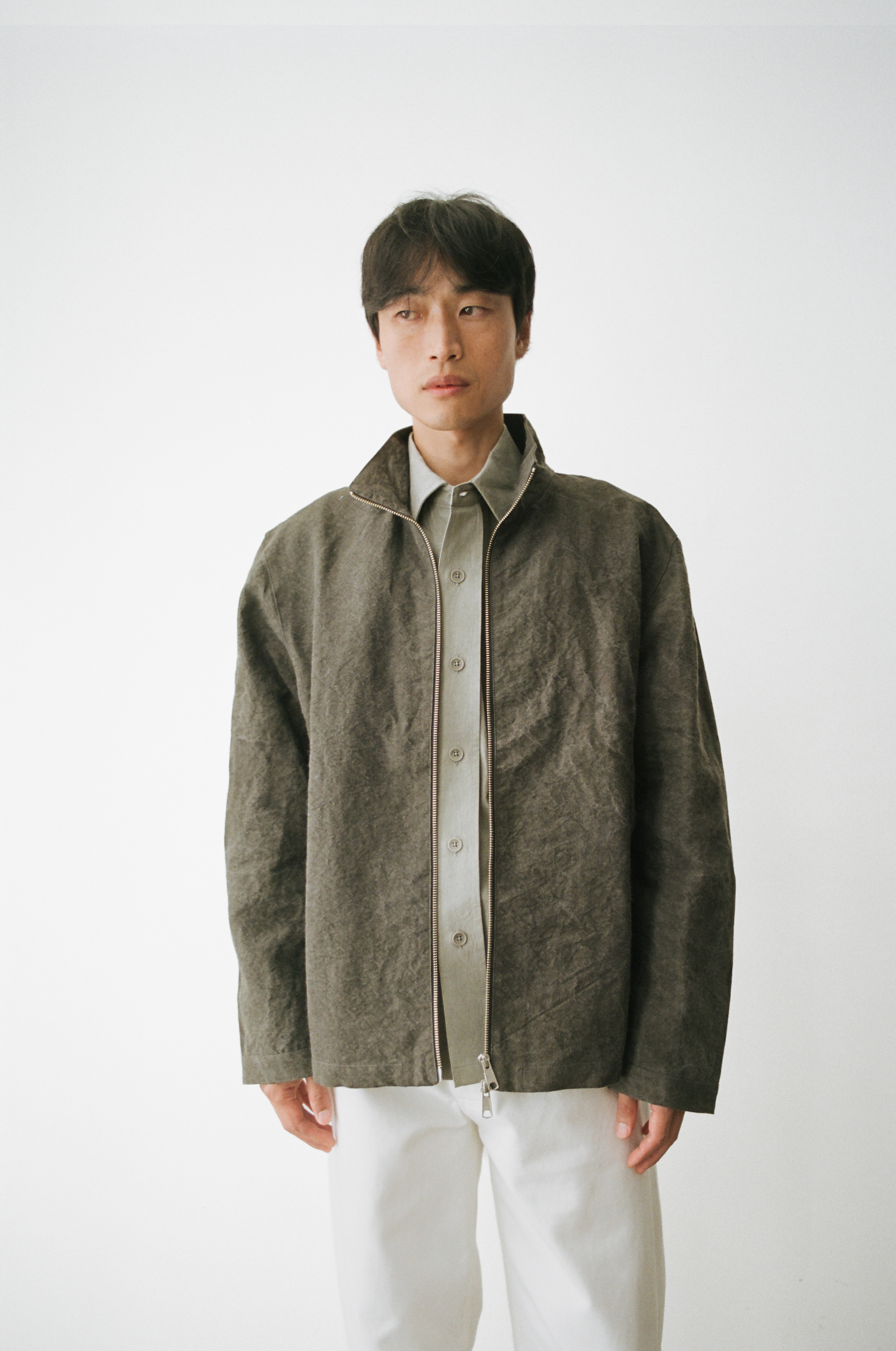 STAND COLLAR JACKET _ CHARCOAL