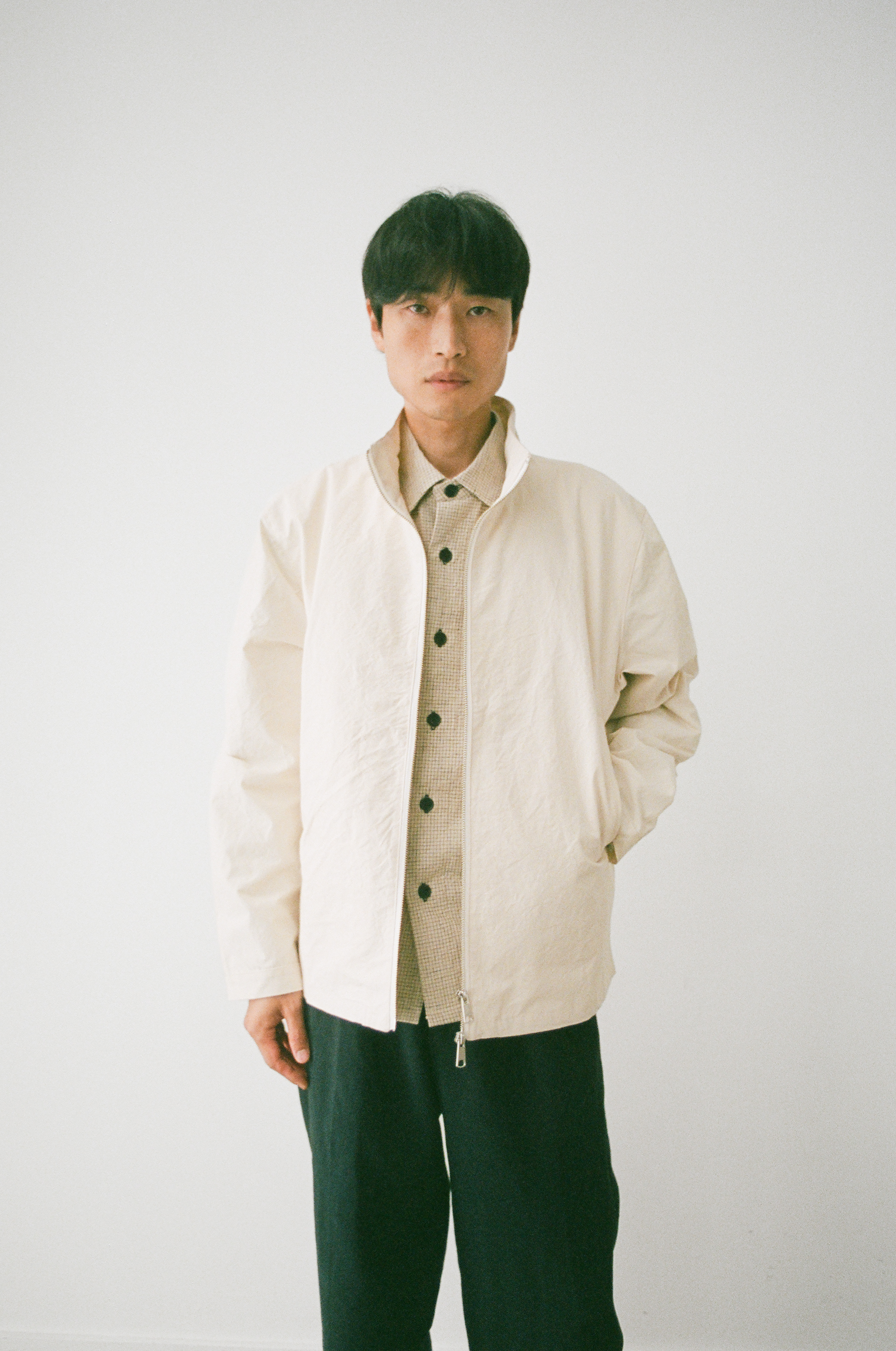 STAND COLLAR JACKET _ ECRU