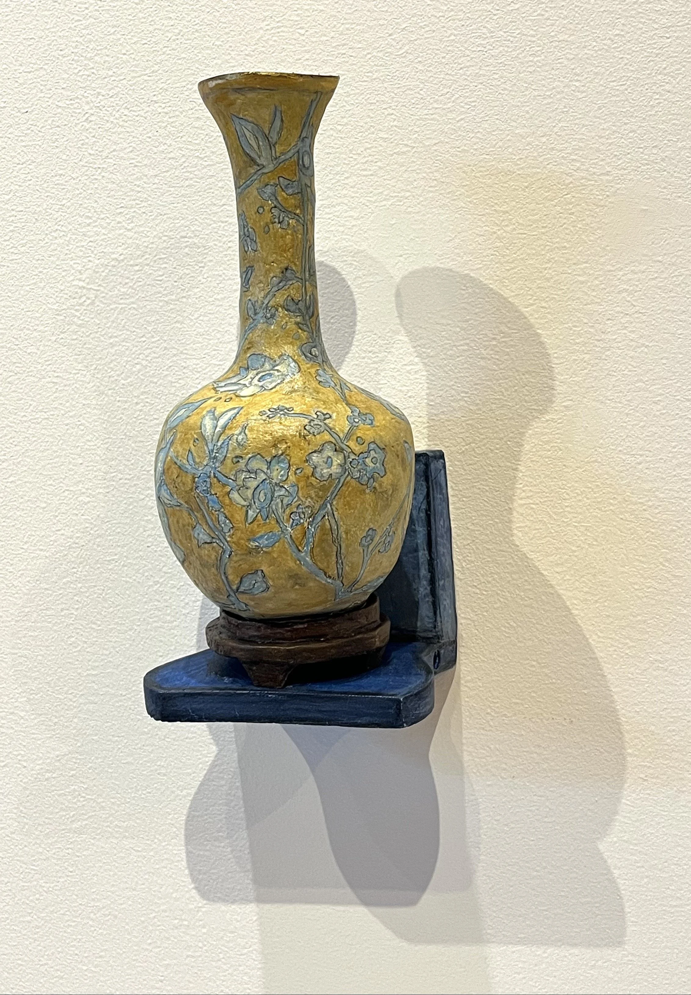 Plum and Peony / 2025/ 12" x 5" x 6" / paper pulp, colored pencil, graphite