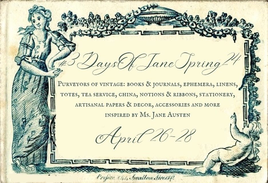 Join our heroines Elizabeth, Emma. Elinor and Marianne, Fanny, and Catherine for this most delightful sale April 26-28!

Participating shops are:

@carlasclutteredcottage
@lassandskycuriosities
@vintagevonvelvet
@overflowbookshelf
@cozycottagebooksho