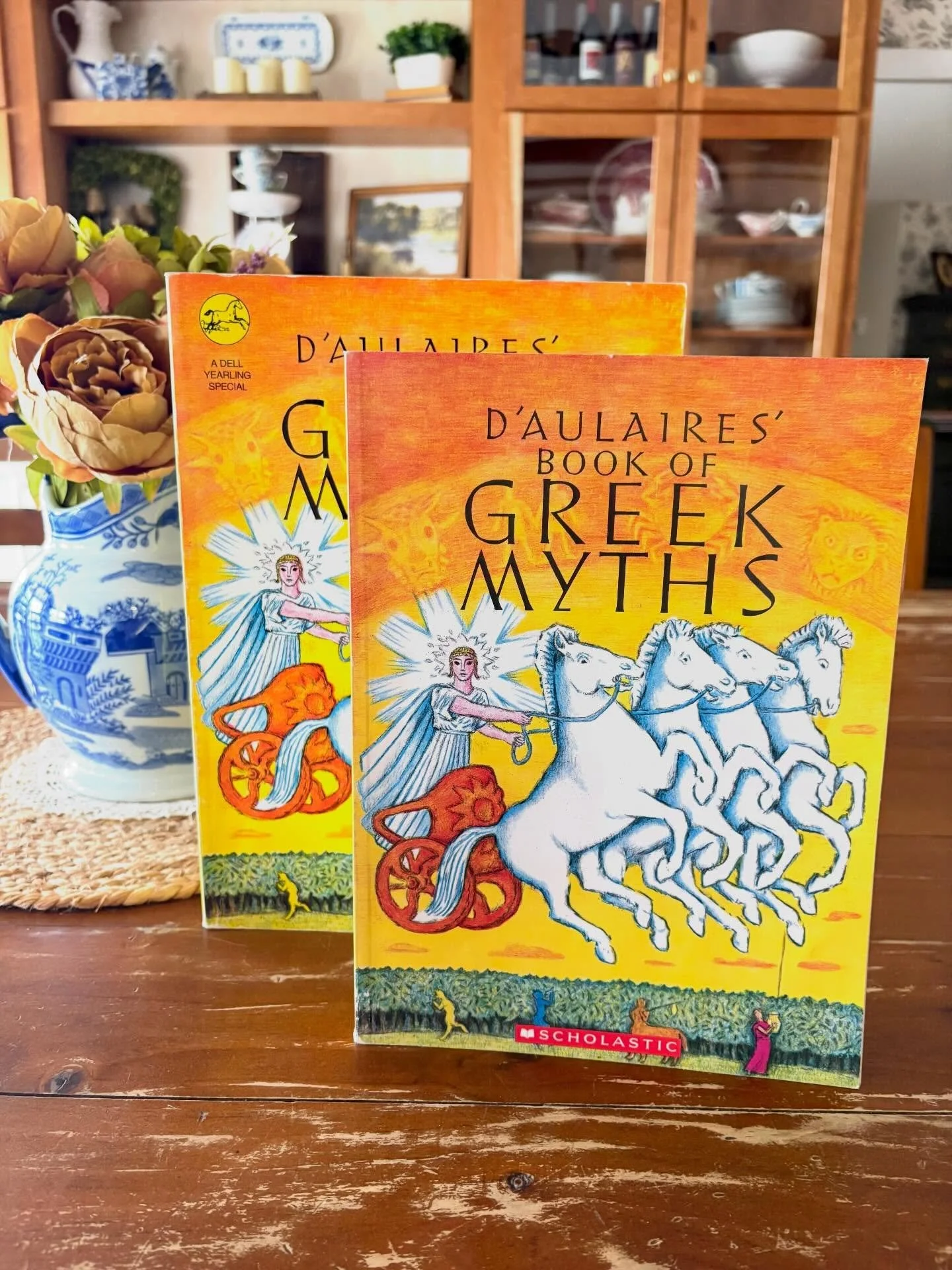 &ldquo;D&rsquo;Aulaires&rsquo; Book of Greek Myths&rdquo; by Ingri and Edgar Paton D&rsquo;Aulaire 

&ldquo;Here are the gods, goddesses, and legendary figures of ancient Greece&mdash;mighty Zeus, with his fistful of thunderbolts; gray-eyed Athena, g