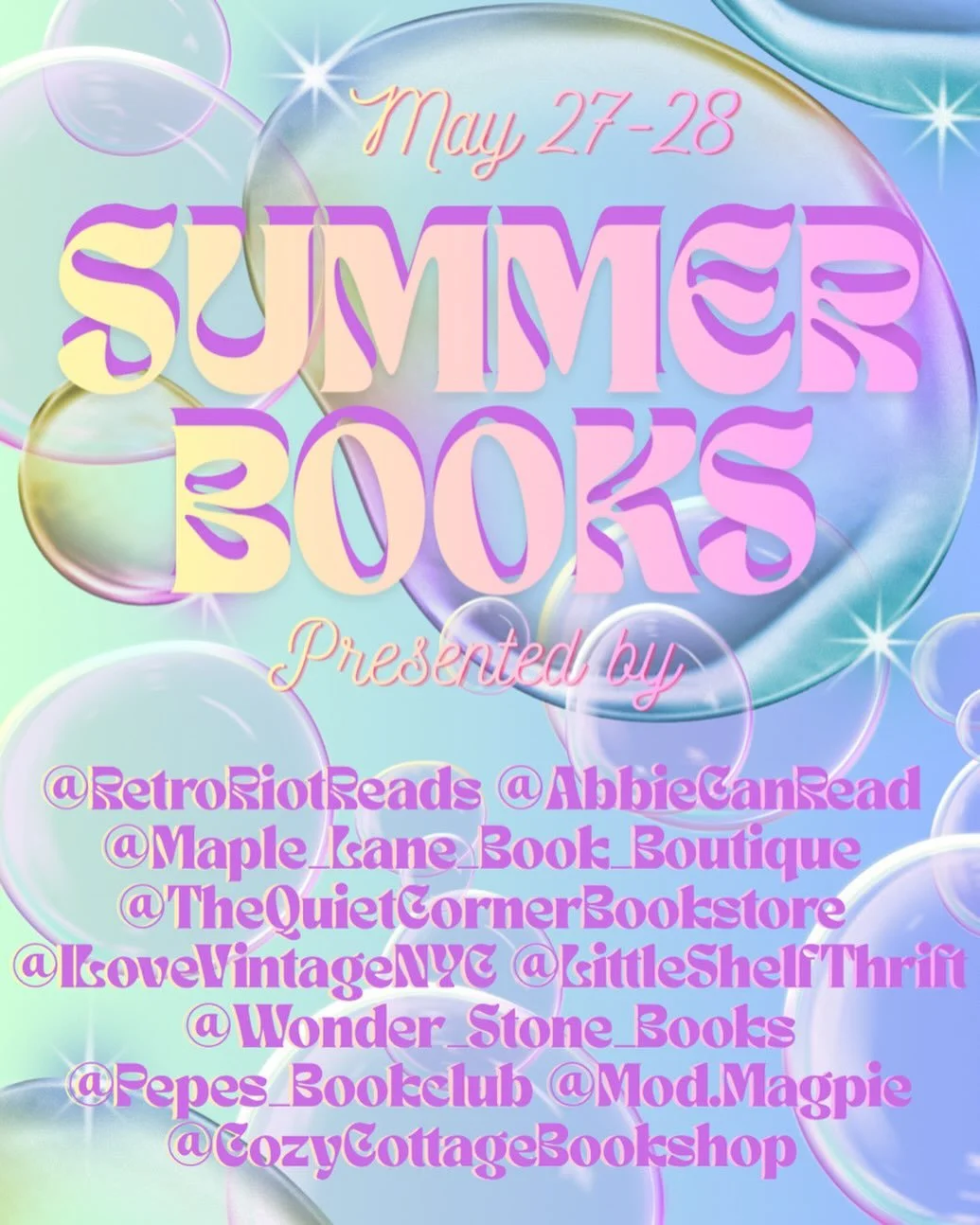 Coming next week! We&rsquo;ll be celebrating the books of summer May 27 &amp; 28!

Participating shops:

@RetroRiotReads
@AbbieCanRead
@Pepes_Bookclub
@ILoveVintageNYC

@LittleShelfThrift
@Maple_Lane_Book_Boutique
@Mod.Magpie

@TheQuietCornerBookstor