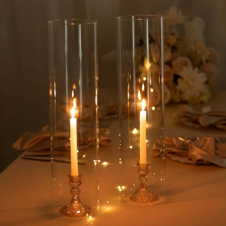 2-Pack Clear Glass Hurricane Shades 20_ Open End Candelabra Covers _ Wholesale Event Supplies by TableclothsFactory.jpg