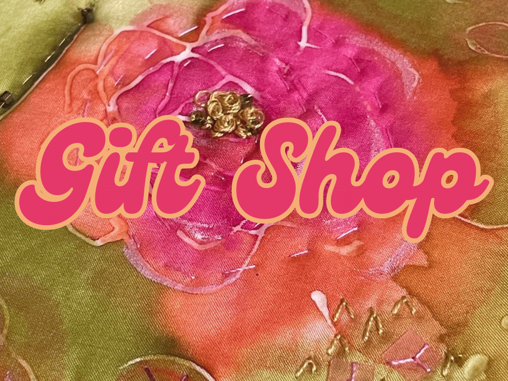 text over background image of handpainted orange and pink rose style flowers