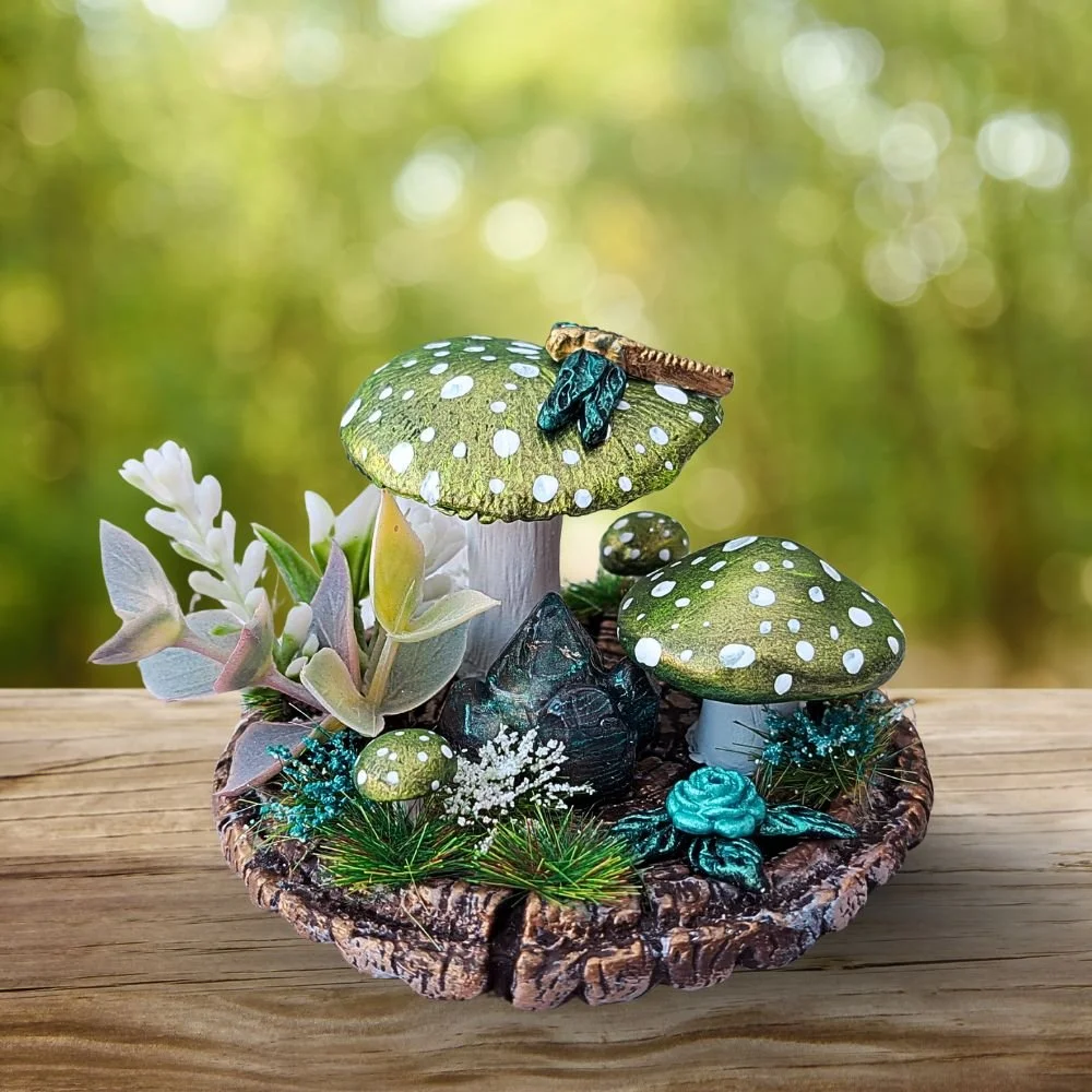 Triple metallic green mushroom ornament.jpg