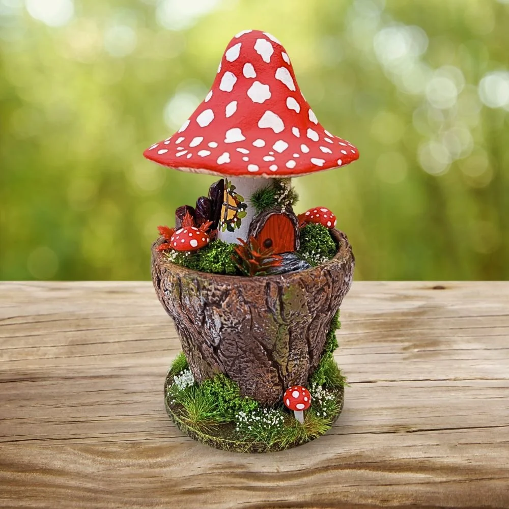 Decorative Mushroom Cottage - Whimsical Cottagecore Shelf Ornament