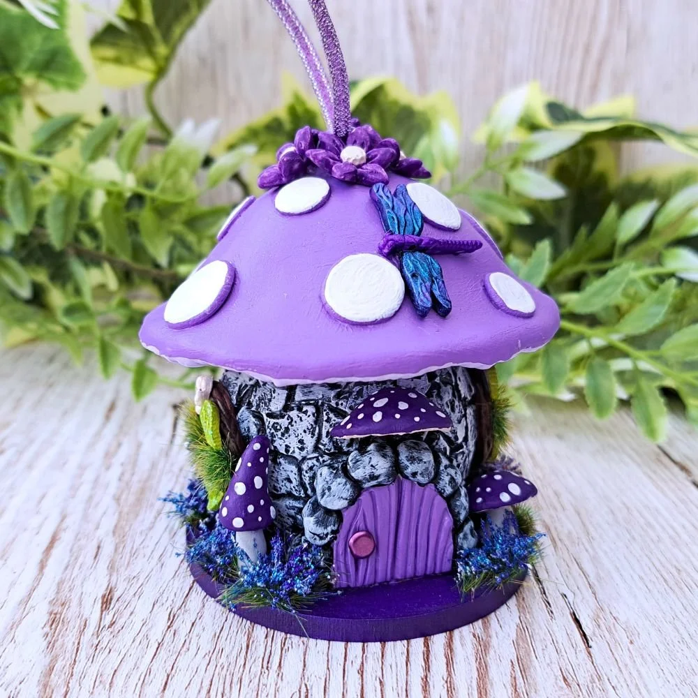 Handmade Hanging Purple Mushroom Fairy House (2).jpg