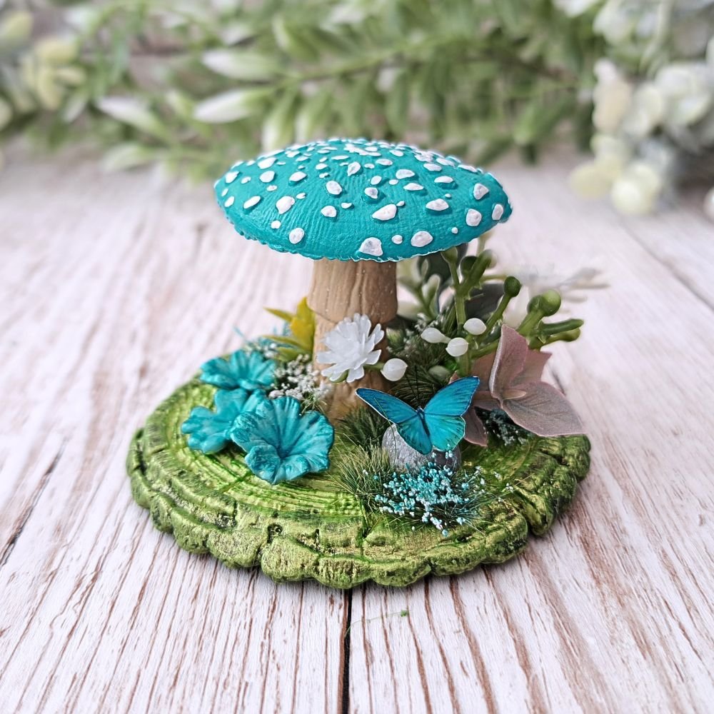 Whimsical Mushroom Ornament - Teal