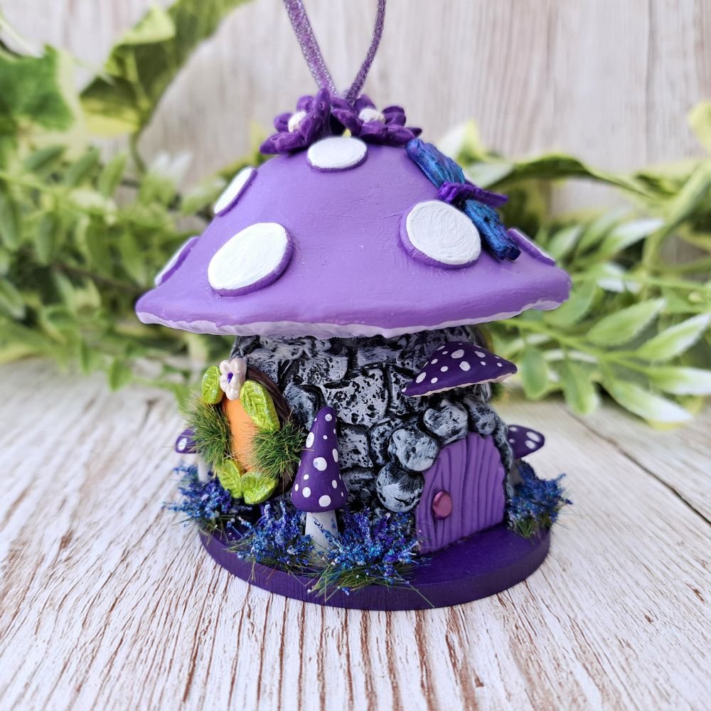 Handmade Hanging Purple Mushroom Fairy House (3).jpg
