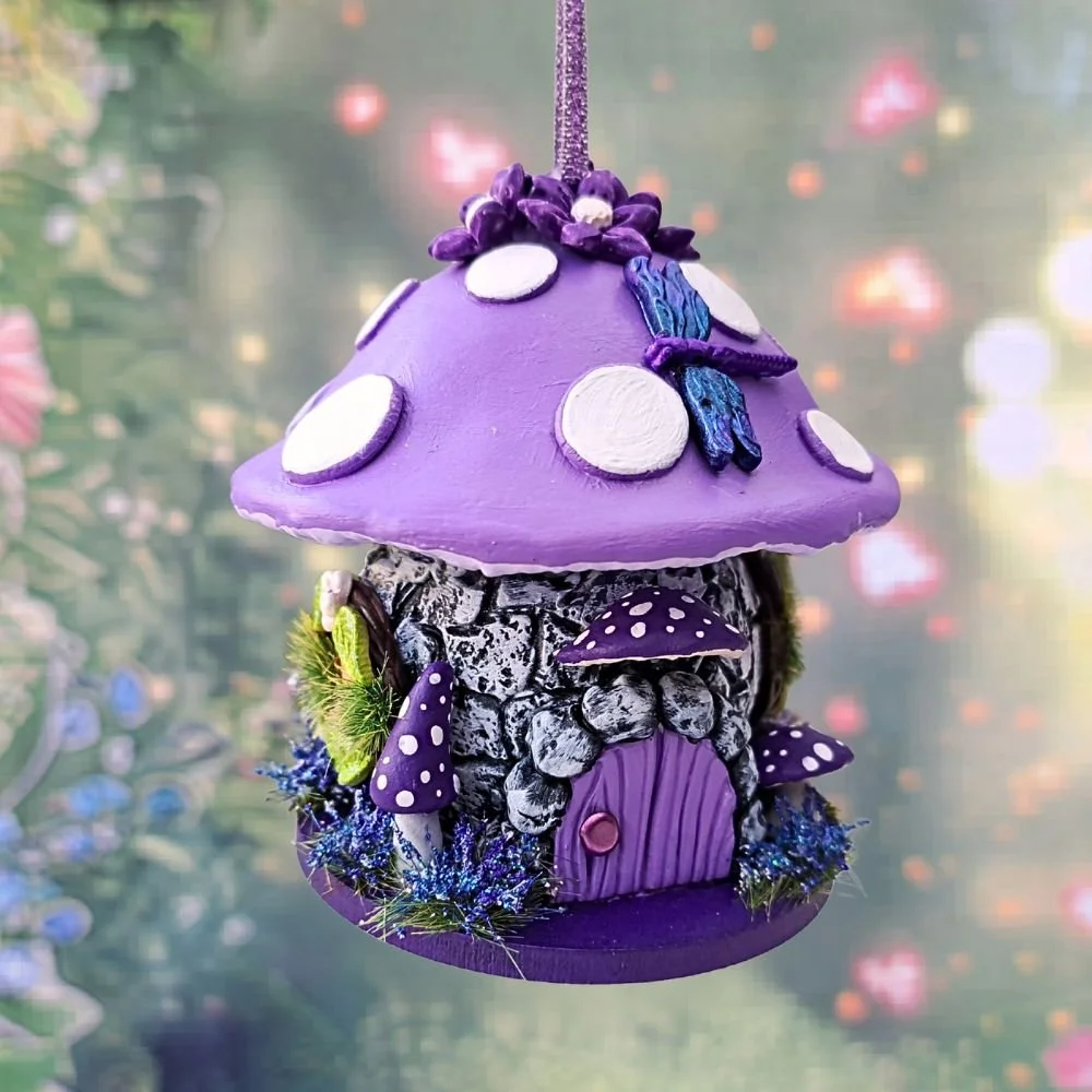 Handmade Hanging Purple Mushroom Fairy House.jpg