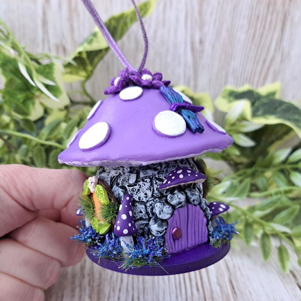 Handmade Hanging Purple Mushroom Fairy House (7).jpg