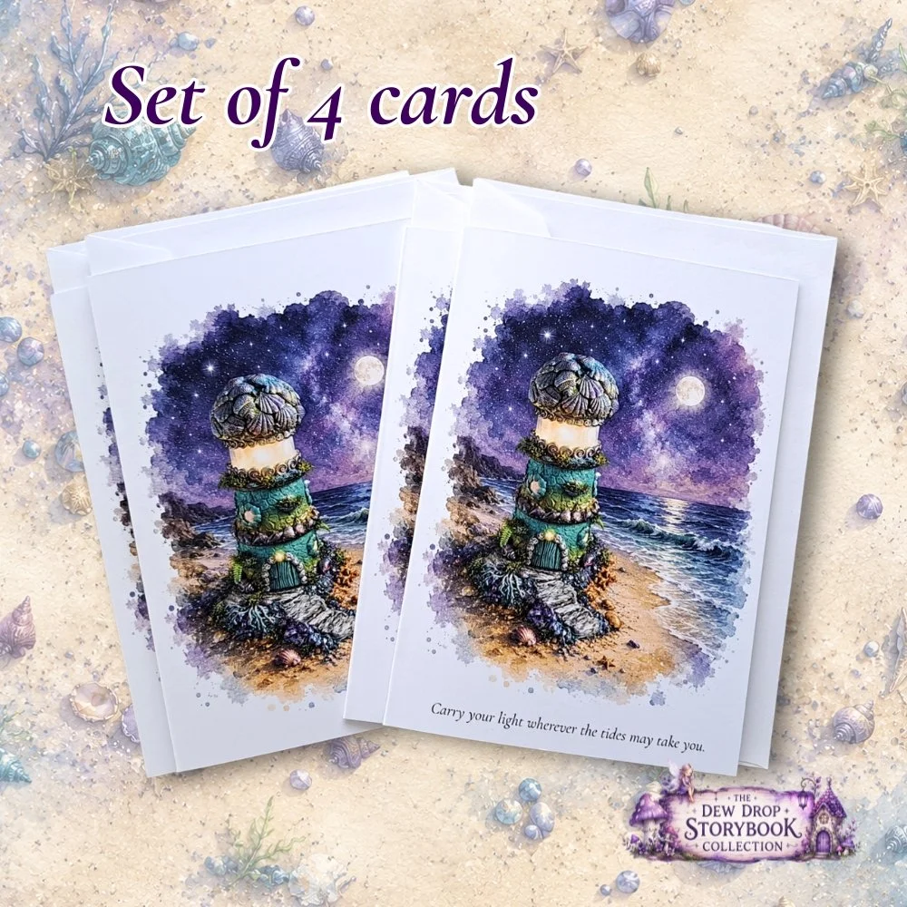 Set of 4 Greeting Cards. Chapter One -  Tales of the Tide: Lighthouse Cottage