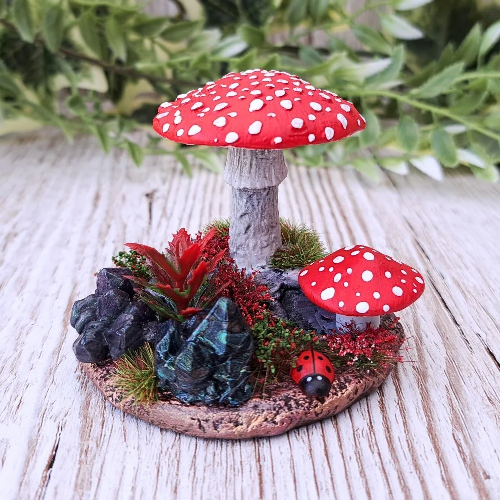 Miniature Red Toadstool Scene