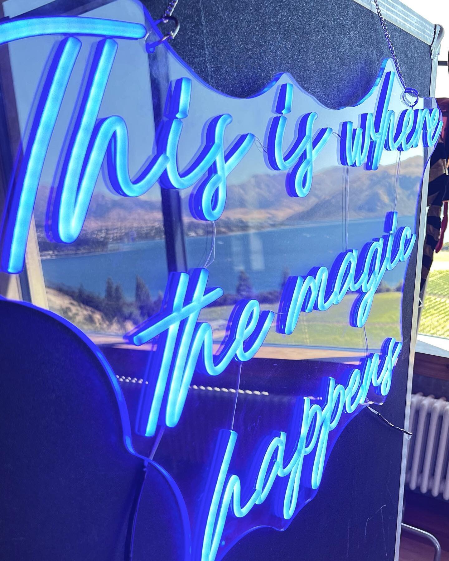 Unreal reflection on our neon today. Can you guess where we are? 

And, did you know that we throw in our blue &ldquo;This is where the magic happens&rdquo; neon in for FREE with every* QT Booth booking?  We also have other neons available to hire to
