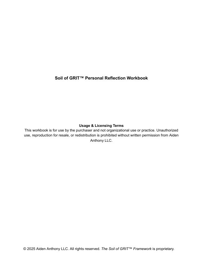 Soil of GRIT™ Personal Reflection Workbook