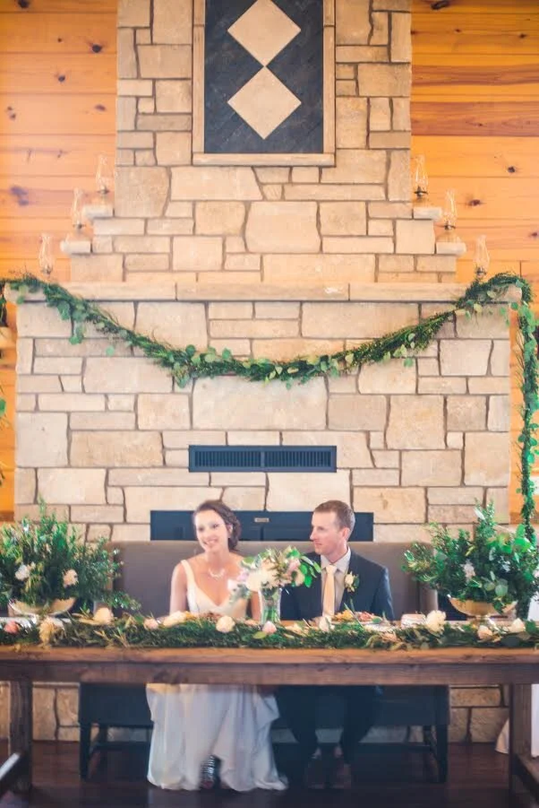 head table at reception venue in Clay Center, Kansas