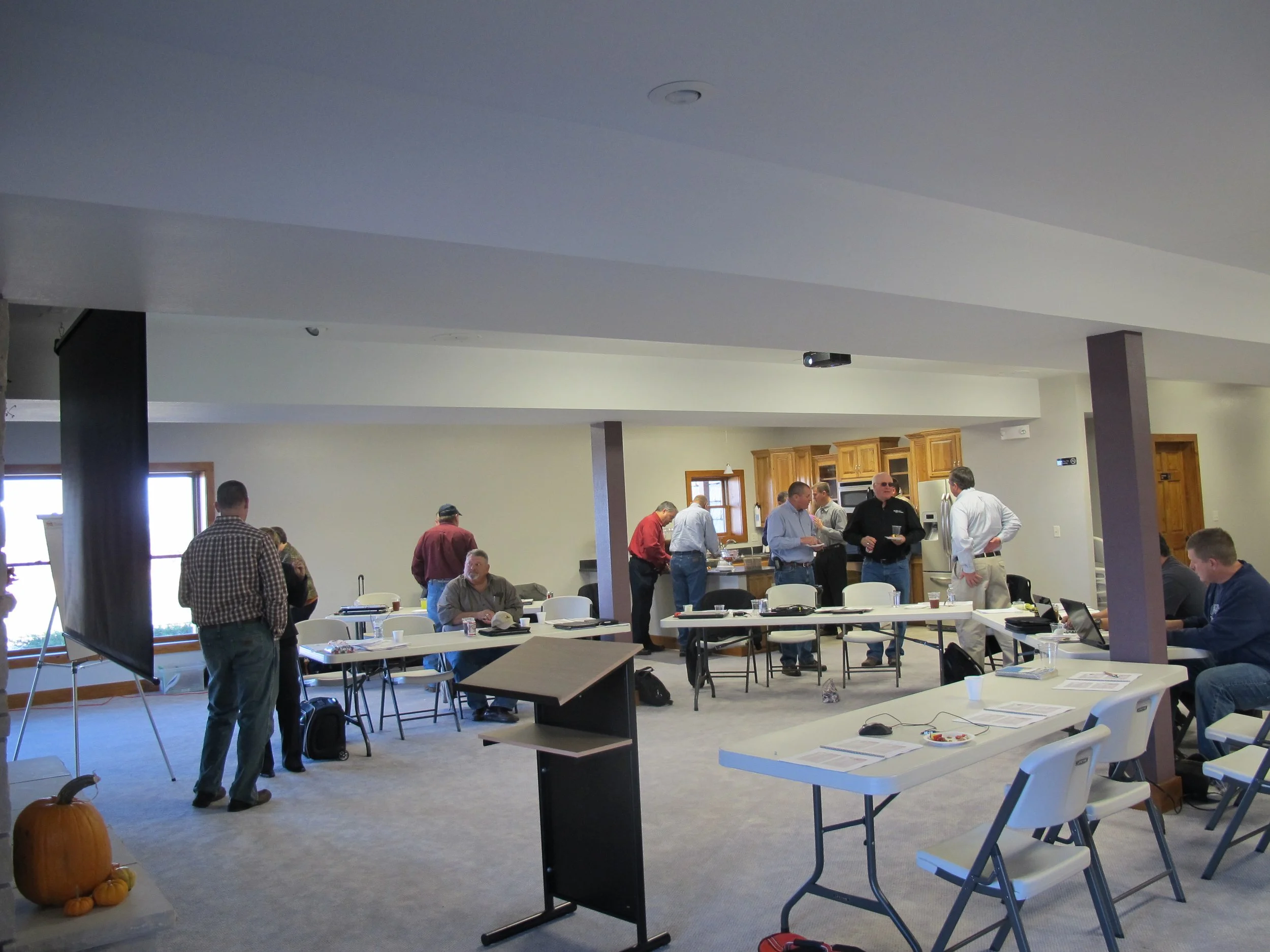 Seminar in carpeted room of Life's Finer Moments venue in Clay Center, Kansas.