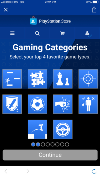 High Fidelity - Selection screen for gaming categories
