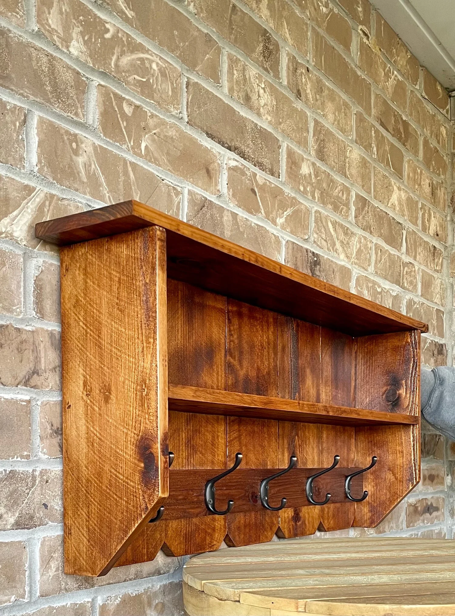 wall mounted rustic coat rack with shelves and metal hooks SALT RIVER HOME GARDEN Owl Bat Bird Houses and Feeders Making Home Yard Garden Nest a Comforting Retreat