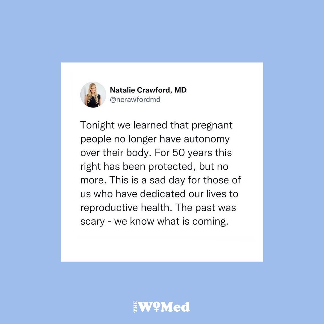 a devastating and enraging day for reproductive justice. we stand with the medical community fighting for reproductive freedom, and safe abortions for all.

Words from past guest @nataliecrawfordmd