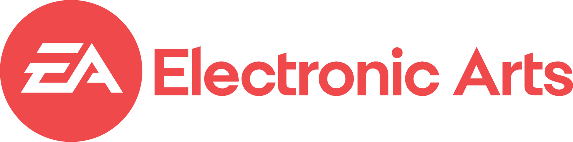 Electronic Arts logo with white EA emblem in a red circle and red company name on a black background