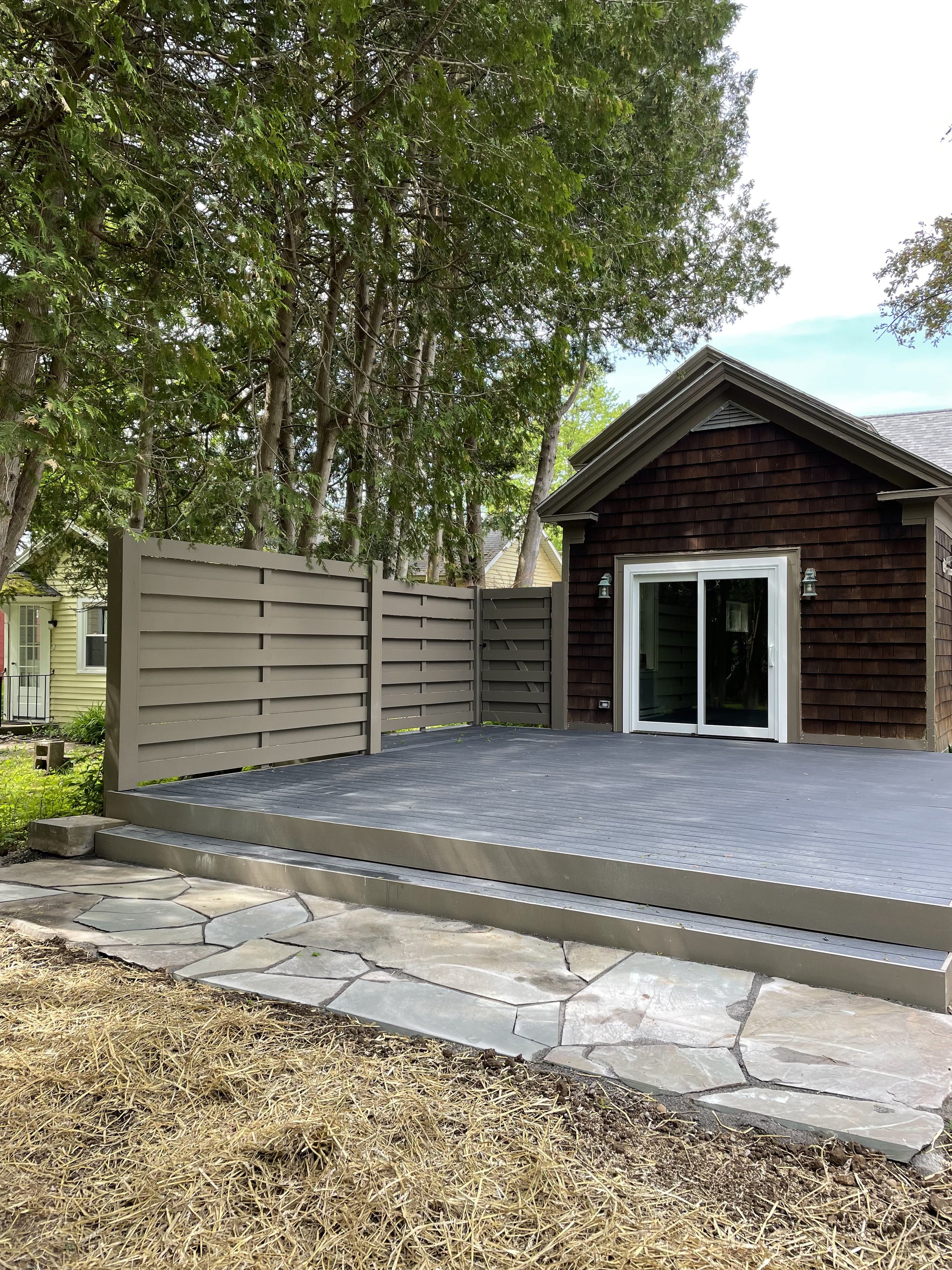 New deck construction and patio constructed by a general contractor in Hamilton, NY.