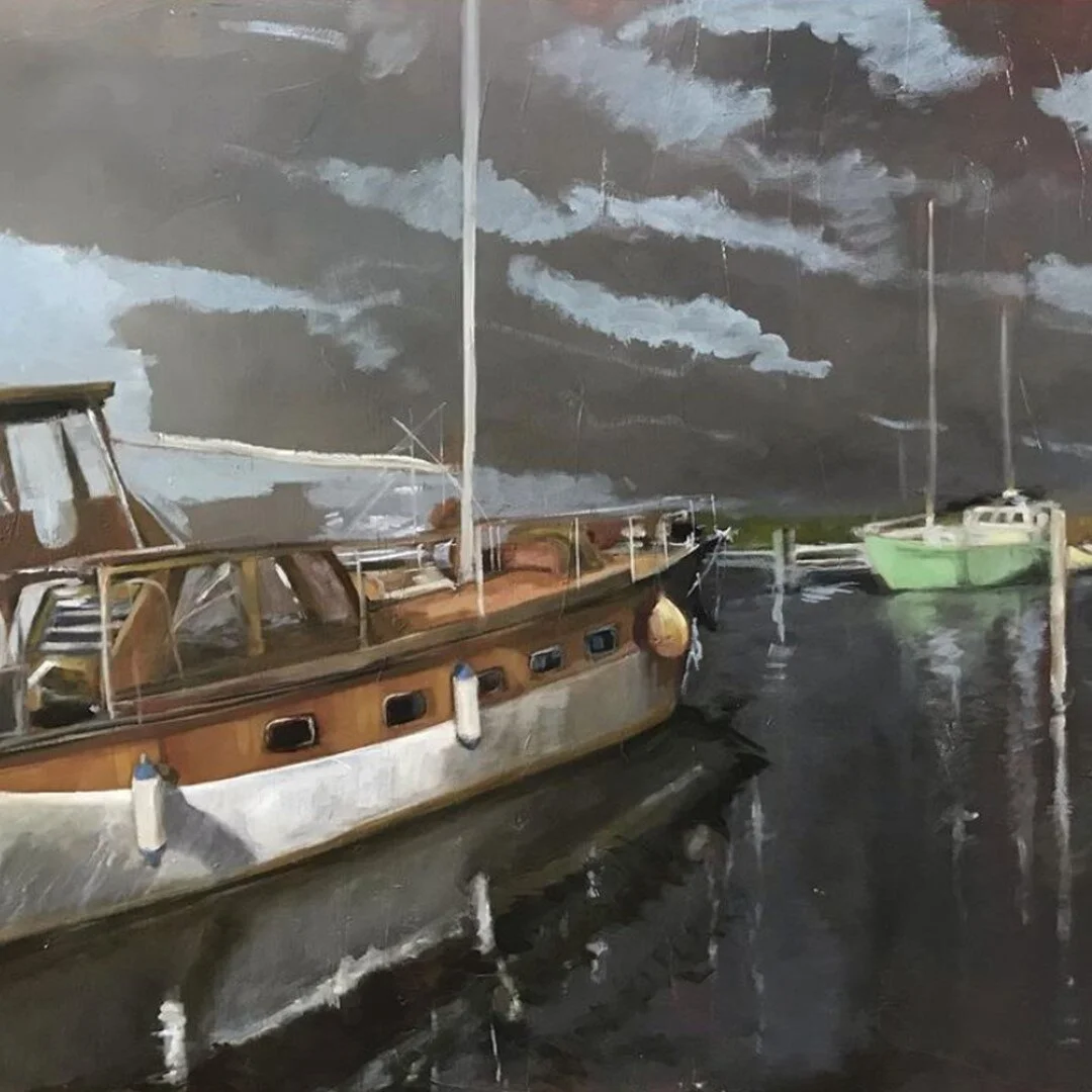 @juliehamilton200 knows how to capture the beating heart of a scene in her paintings.

This moody piece is one of our favourites capturing the Yaringa Boat Harbour, a special place for so many as the gateway to exploring the waters of the Mornington 