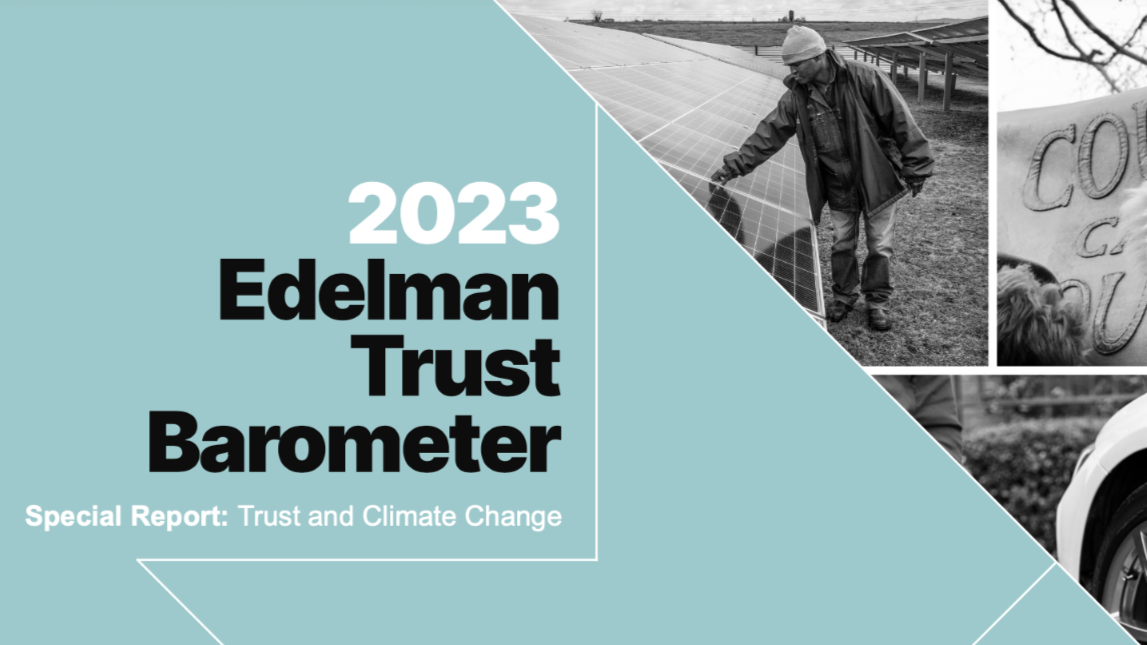 Edelman Trust Barometer climate report showing optimism and solutions-based storytelling drives engagement and behaviour change